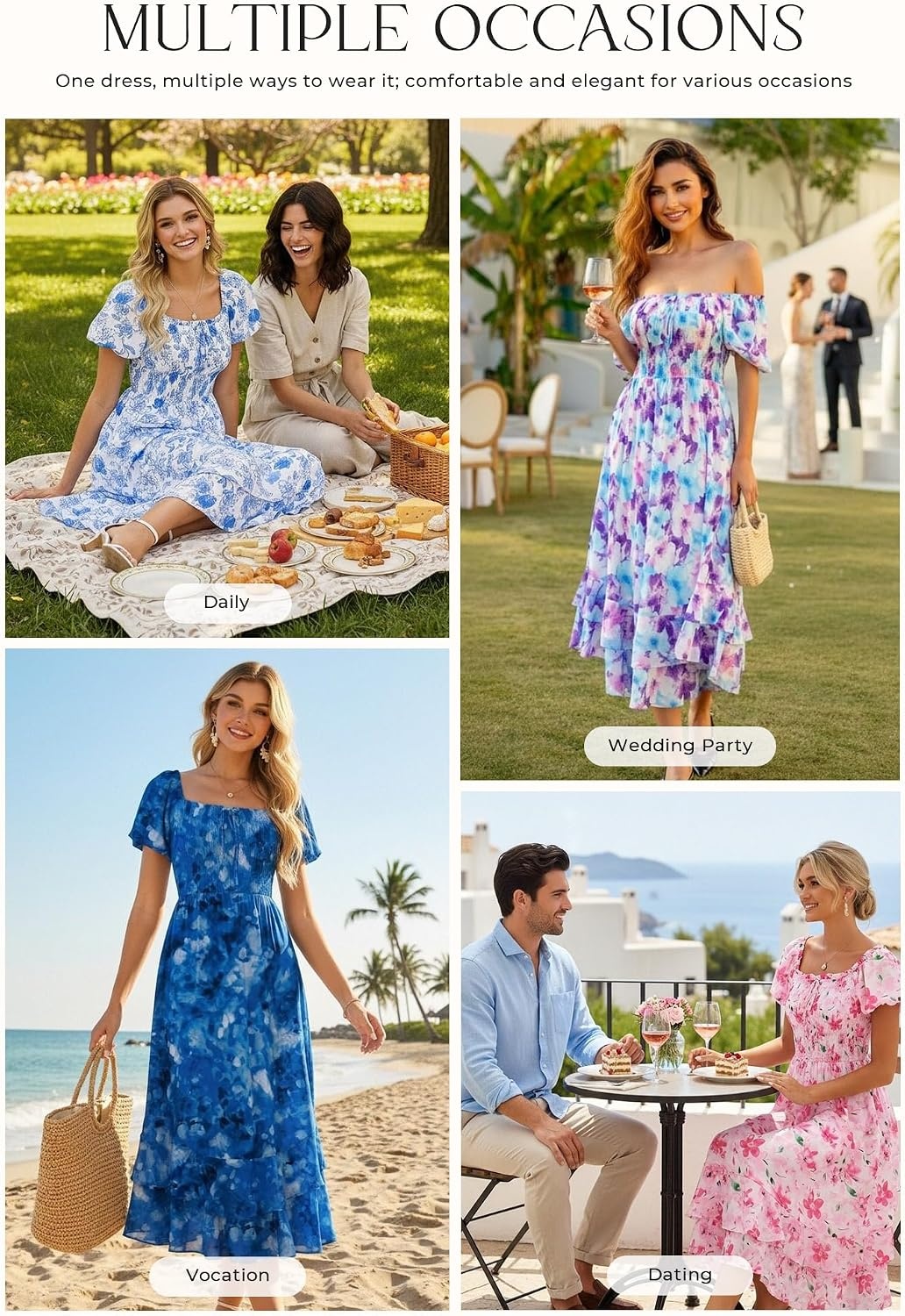 image:imageGRACE KARIN Womens Floral Maxi Wedding Guest Dress 2026 Summer Flowy A Line Pockets Square Neck Chiffon Boho Casual Long Bridal Shower Garden Party Beach Vacation DressBlue Floral