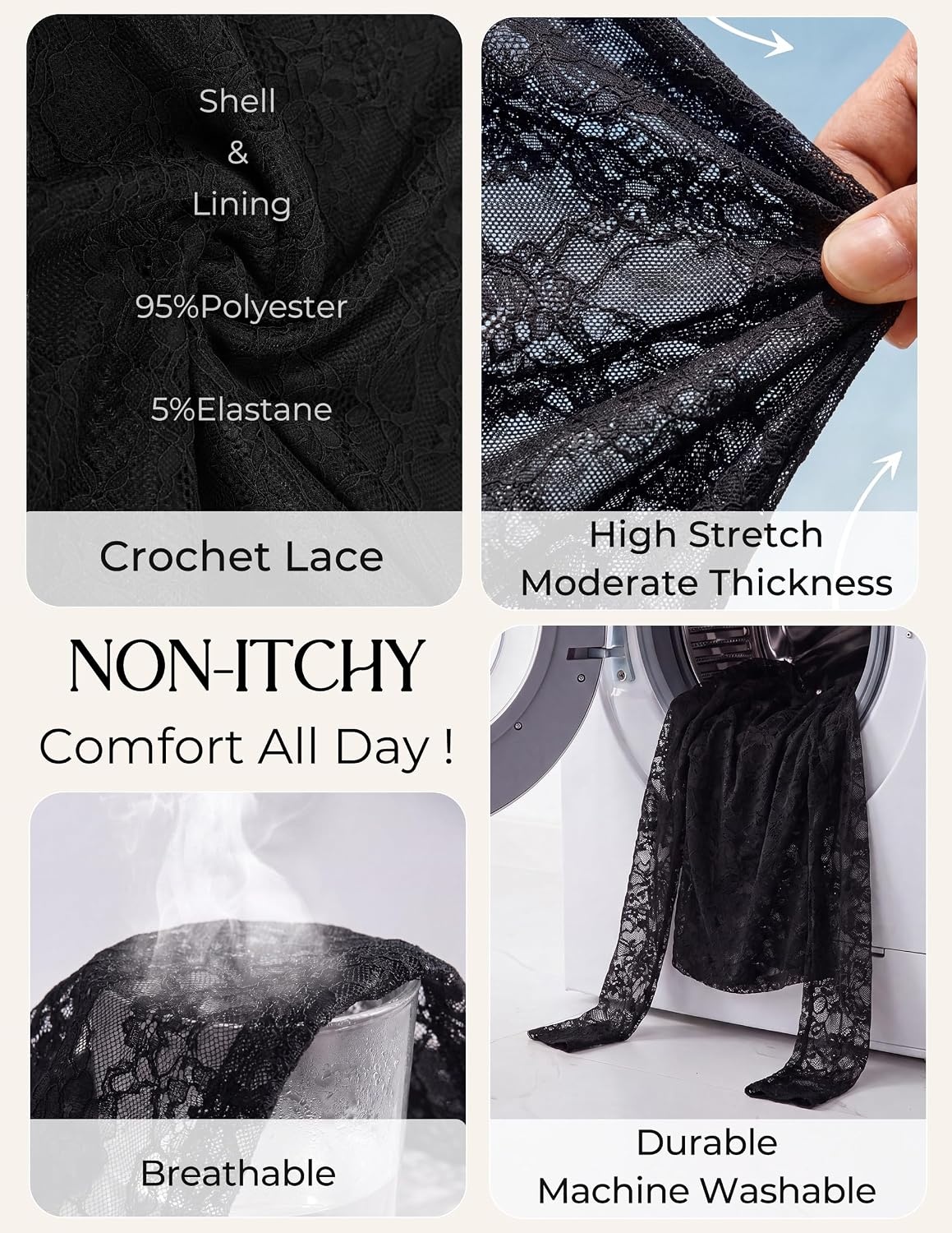 image:imageGRACE KARIN Womens Lace Top Sheer Bell Long Sleeve Boho Tops Fitted Asymmetrical Western Clothes Ruched Mesh Shirt Flowy FallBlack Peony Lace