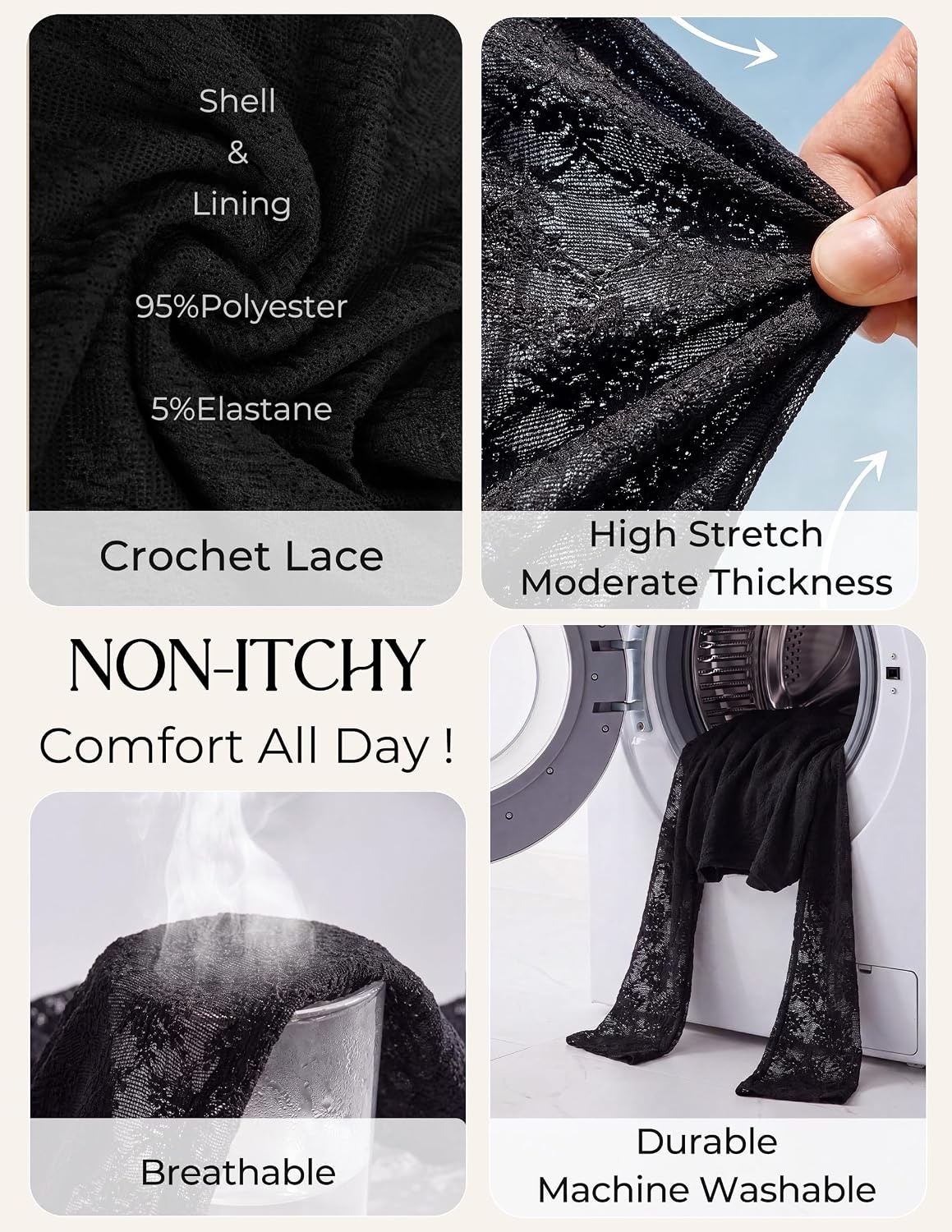 image:imageGRACE KARIN Womens Lace Top Sheer Bell Long Sleeve Boho Tops Fitted Asymmetrical Western Clothes Ruched Mesh Shirt Flowy FallBlack Snowflake Lace