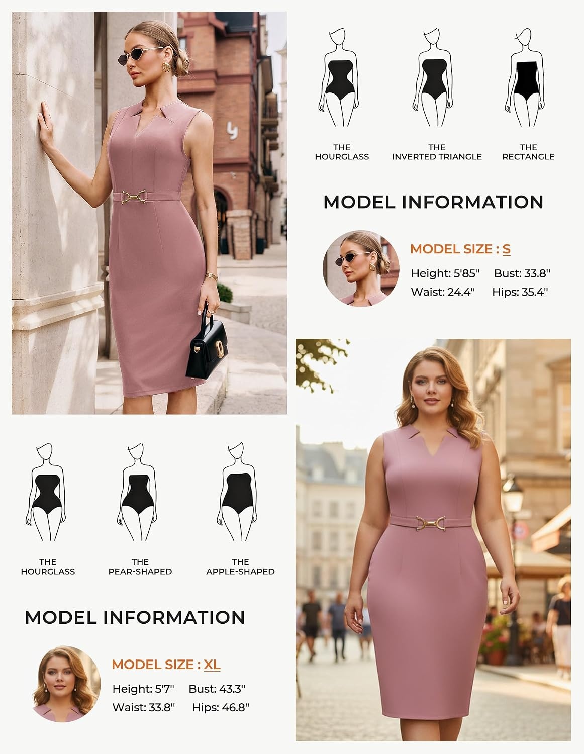 image:imageGRACE KARIN Womens Midi Work Business Formal Funeral Dresses 2026 Summer Sleeveless V Neck Bodycon Pencil Sheath Knee Length Dress Professional Formal Office Church Cocktail OutfitsPink