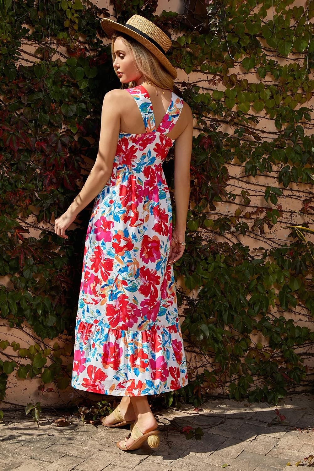 image:imageGRACE KARIN Womens Summer Floral Halter Boho Maxi Dresses 2026 Flowy Criss Cross A Line Long Sundress Casual Tropical Vacation Beach Clothes Wedding Guest Dress With PocketMulticolor