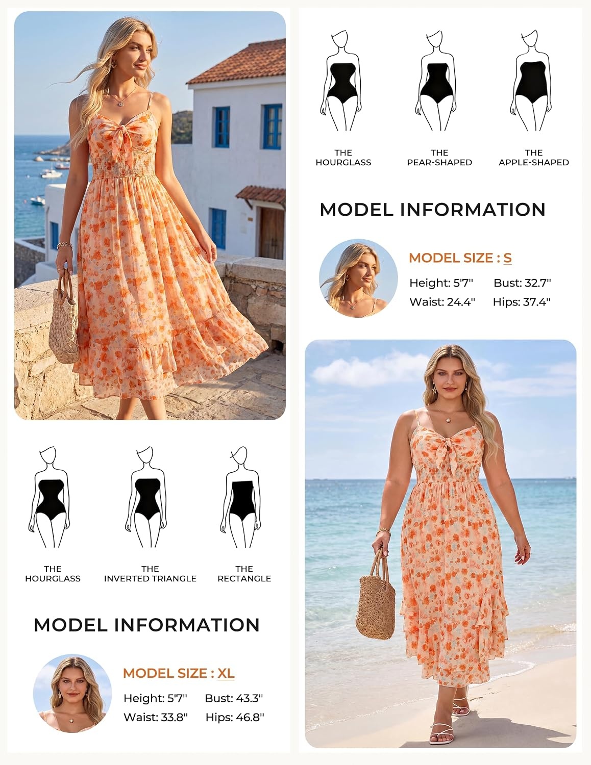 image:imageGRACE KARIN Womens Summer Floral Maxi Sundresses Beach Boho Dress with PocketsSpaghetti StrapV NeckSmocked BackCasual Fashion ClothesVacation OutfitsA Line Long DressOrange Rose Floral