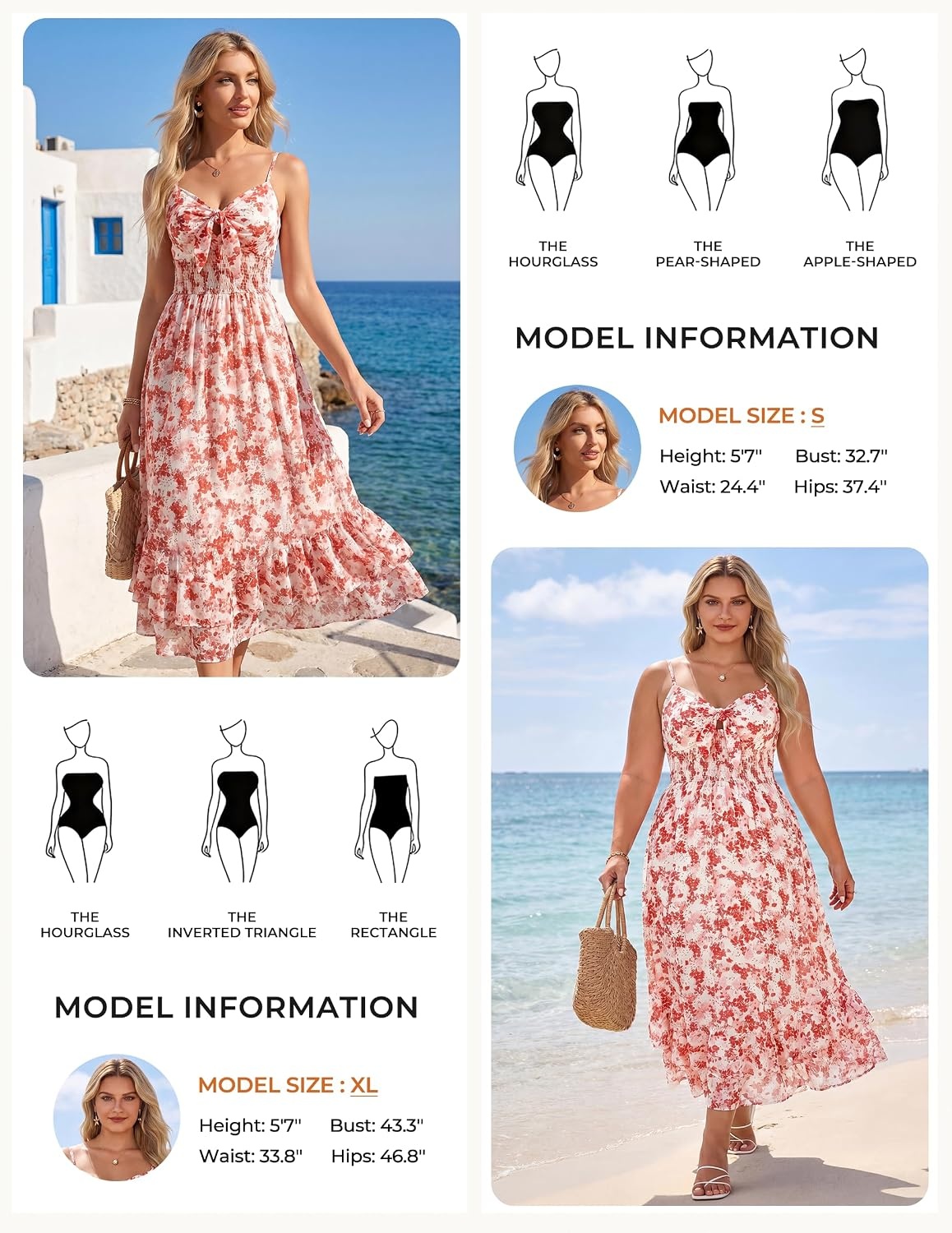 image:imageGRACE KARIN Womens Summer Floral Maxi Sundresses Beach Boho Dress with PocketsSpaghetti StrapV NeckSmocked BackCasual Fashion ClothesVacation OutfitsA Line Long DressWhite Pink Floral