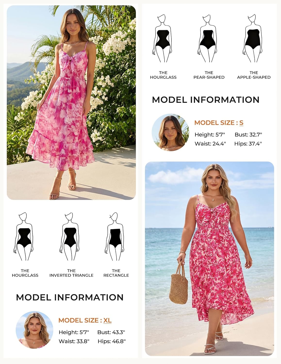 image:imageGRACE KARIN Womens Summer Floral Maxi Sundresses Beach Boho Dress with PocketsSpaghetti StrapV NeckSmocked BackCasual Fashion ClothesVacation OutfitsA Line Long DressHot Pink Floral