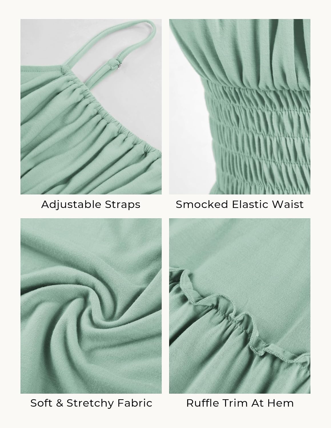 image:imageGRACE KARIN Womens Summer Maxi Dresses 2026 Beach Vacation Dress Casual Smocked Waist Spaghetti Strap Sleeveless Boho Sundress With Pockets Trendy Fashion OutfitsLight Green