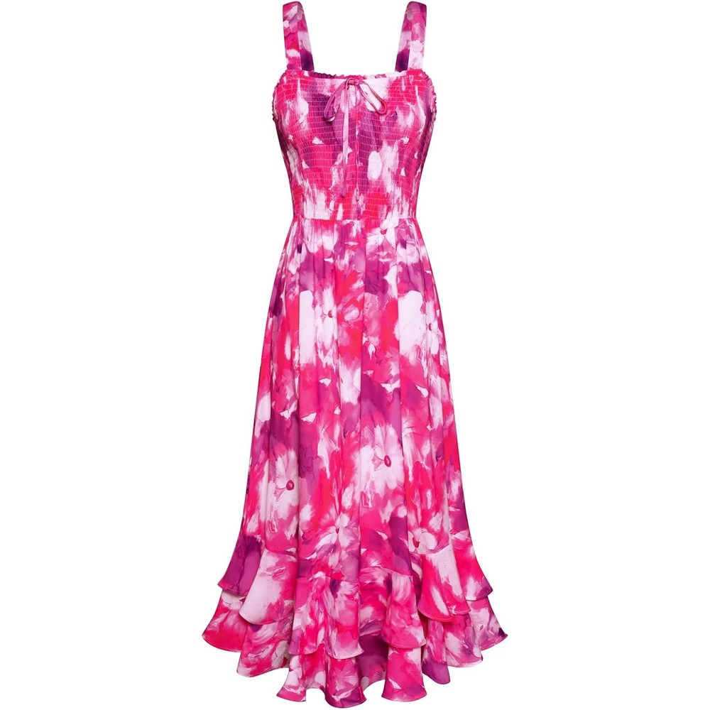 image:imageGRACE KARIN Womens 2026 Summer Floral Boho Dresses  Square Neck Strapped Swing A Line Sundress Long Maxi Beach Dress Outfits Sleeveless Hawaiian Trendy Fashion ClothesRose Purple