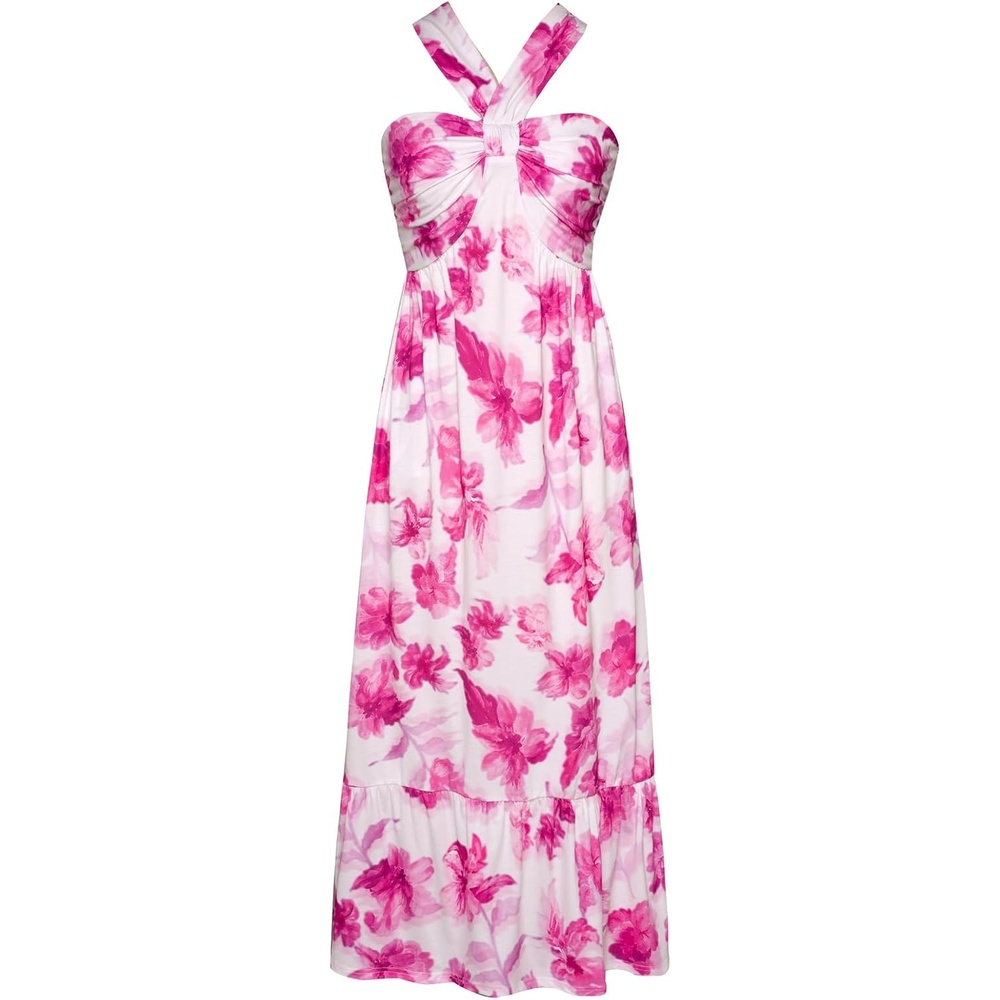 image:imageGRACE KARIN Womens Summer Floral Halter Boho Maxi Dresses 2026 Flowy Criss Cross A Line Long Sundress Casual Tropical Vacation Beach Clothes Wedding Guest Dress With PocketPurple Flowers