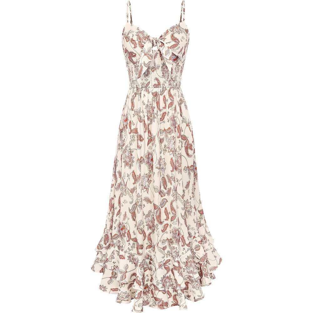 image:imageGRACE KARIN Womens Summer Floral Maxi Sundresses Beach Boho Dress with PocketsSpaghetti StrapV NeckSmocked BackCasual Fashion ClothesVacation OutfitsA Line Long DressBeige Floral
