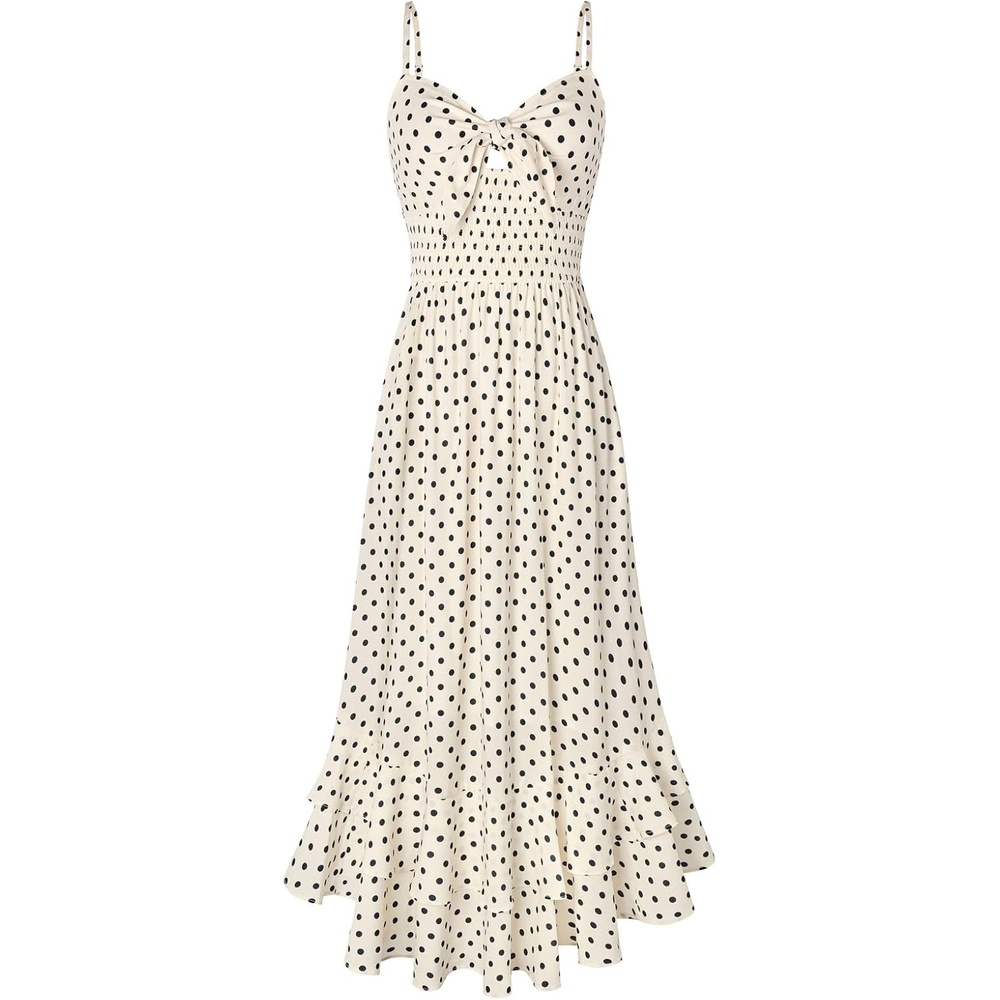 image:imageGRACE KARIN Womens Summer Floral Maxi Sundresses Beach Boho Dress with PocketsSpaghetti StrapV NeckSmocked BackCasual Fashion ClothesVacation OutfitsA Line Long DressPolka Dots