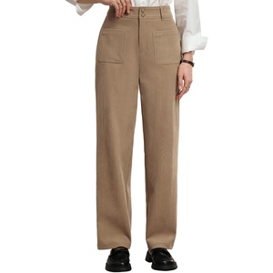 GRACE KARIN Casual Corduroy Pants for Women 2026 Pencil Trousers | Ankle-length, Cropped, High Elastic Waisted, Fall, Winter, Business Office Work, Teacher, Comfy, Double-Button Fly(Khaki)