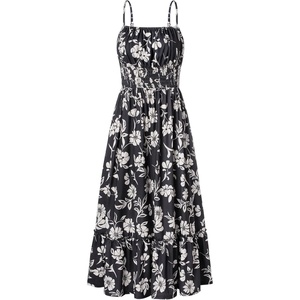 GRACE KARIN Summer Dresses for Women 2026 Vacation Boho Maxi Sundress | Casual, Smocked Waist, Floral Printed, Spaghetti Strap, Sleeveless, Beach Dresses With Pockets, Fashion Outfits(Black Vine)