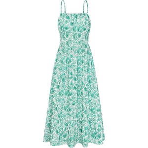 GRACE KARIN Summer Dresses for Women 2026 Vacation Boho Maxi Sundress | Casual, Smocked Waist, Floral Printed, Spaghetti Strap, Sleeveless, Beach Dresses With Pockets, Fashion Outfits(Green Vine)