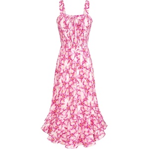 GRACE KARIN Women’s 2026 Summer Floral Boho Dresses | Square Neck Strapped Swing A Line Sundress, Long Maxi Beach Dress Outfits, Sleeveless Hawaiian Trendy Fashion Clothes(Pink Yellow Floral)