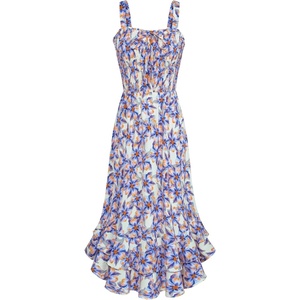 GRACE KARIN Women’s 2026 Summer Floral Boho Dresses | Square Neck Strapped Swing A Line Sundress, Long Maxi Beach Dress Outfits, Sleeveless Hawaiian Trendy Fashion Clothes(Blue Floral)