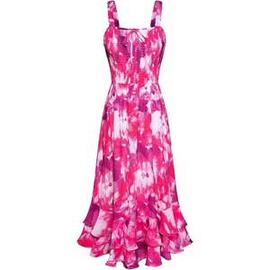 GRACE KARIN Women’s 2026 Summer Floral Boho Dresses | Square Neck Strapped Swing A Line Sundress, Long Maxi Beach Dress Outfits, Sleeveless Hawaiian Trendy Fashion Clothes(Rose Purple)