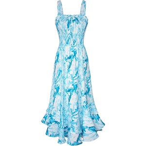 GRACE KARIN Women’s 2026 Summer Floral Boho Dresses | Square Neck Strapped Swing A Line Sundress, Long Maxi Beach Dress Outfits, Sleeveless Hawaiian Trendy Fashion Clothes(Blue Ripple)