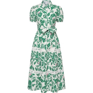 GRACE KARIN Women’s 2026 Summer Floral Maxi Dresses | 2 Pocket, Flowy, Bohemian, A Line, Tie Belt, Short Puff Sleeve, Shirt Collar, Lightweight, Vacation, Easter, Wedding Shower(Green Floral)