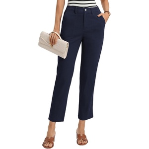 GRACE KARIN Womens Work Pants Business Casual 2026 Trousers with Pockets | Trendy High Waisted, Work Cropped, Ankle Length, Office, Elastic Waist, Tapered Slacks, Teacher, Capris(Navy)