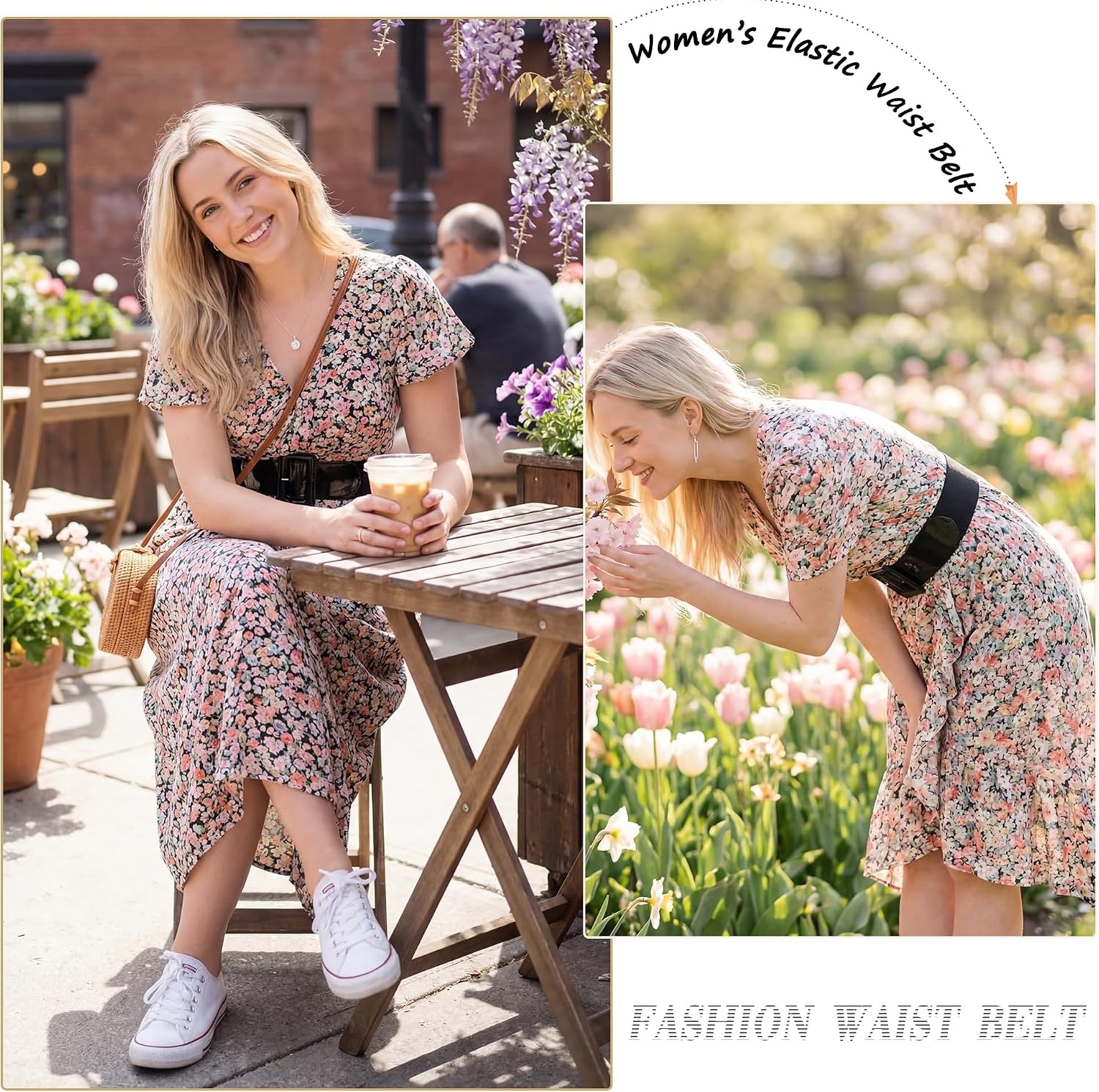 image:imageGRACE KARIN Womens Stretchy Belt 3 Inch Wide Elastic Belts Stretch Waist Belt for Dress Cute Belts for Women Dresses Wide Elastic Adjustable Vintage for Casual Party for CosplayBlack