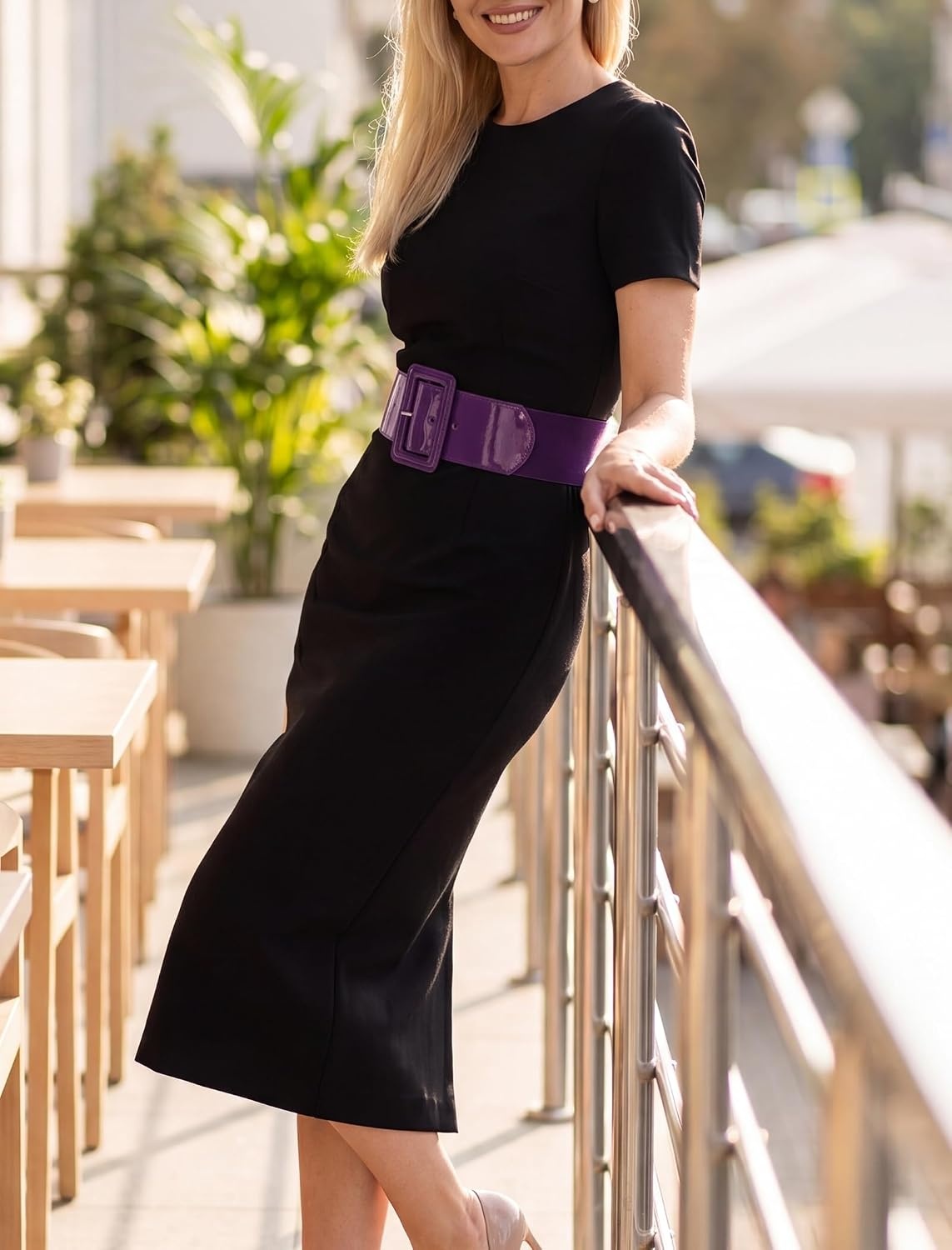 image:imageGRACE KARIN Womens Stretchy Belt 3 Inch Wide Elastic Belts Stretch Waist Belt for Dress Cute Belts for Women Dresses Wide Elastic Adjustable Vintage for Casual Party for CosplayDark Purple