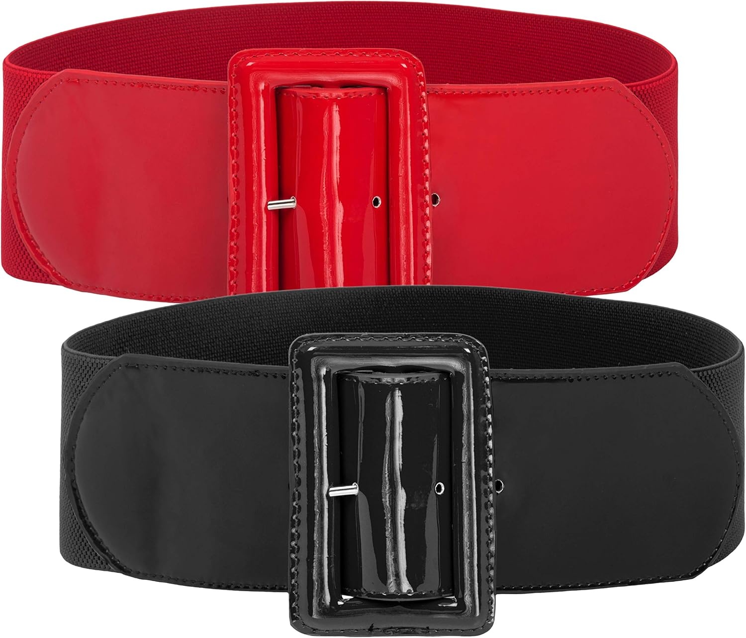 image:imageGRACE KARIN Womens Stretchy Belt 3 Inch Wide Elastic Belts Stretch Waist Belt for Dress Cute Belts for Women Dresses Wide Elastic Adjustable Vintage for Casual Party for CosplayBlackred