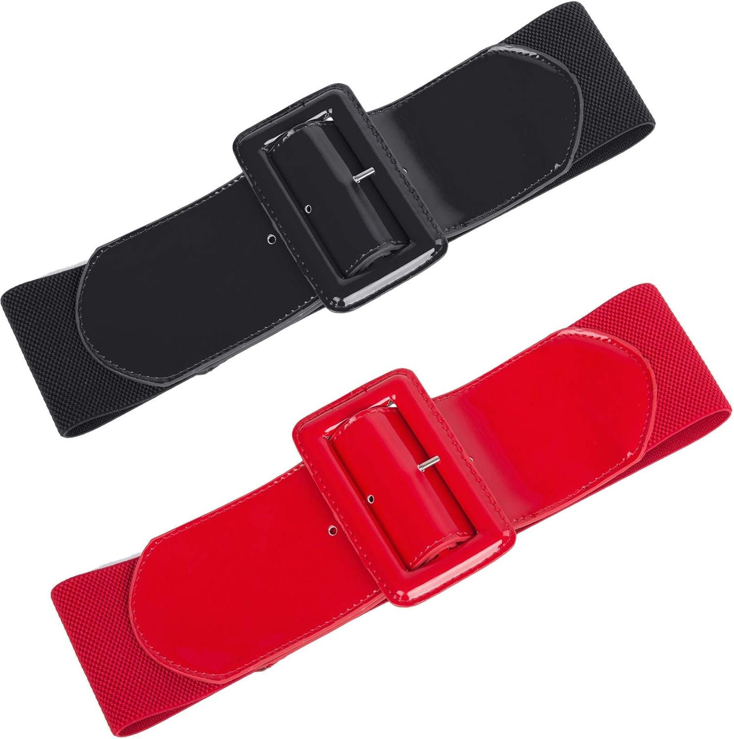 image:imageGRACE KARIN Womens Stretchy Belt 3 Inch Wide Elastic Belts Stretch Waist Belt for Dress Cute Belts for Women Dresses Wide Elastic Adjustable Vintage for Casual Party for CosplayBlackred