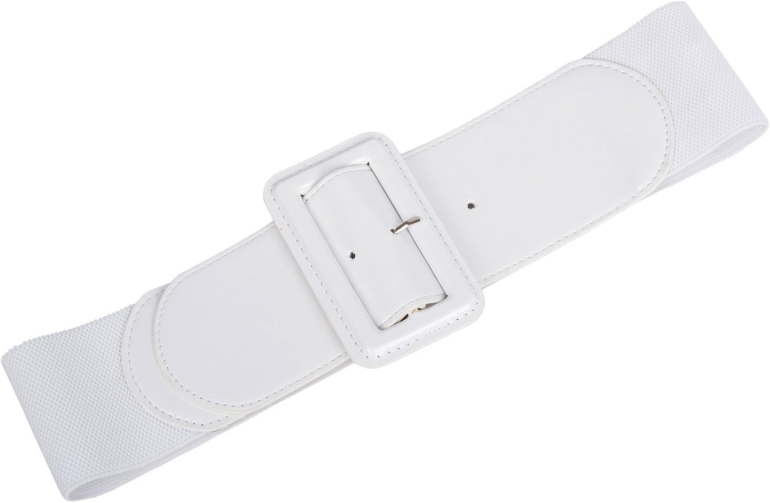 image:imageGRACE KARIN Womens Stretchy Belt 3 Inch Wide Elastic Belts Stretch Waist Belt for Dress Cute Belts for Women Dresses Wide Elastic Adjustable Vintage for Casual Party for CosplayWhite