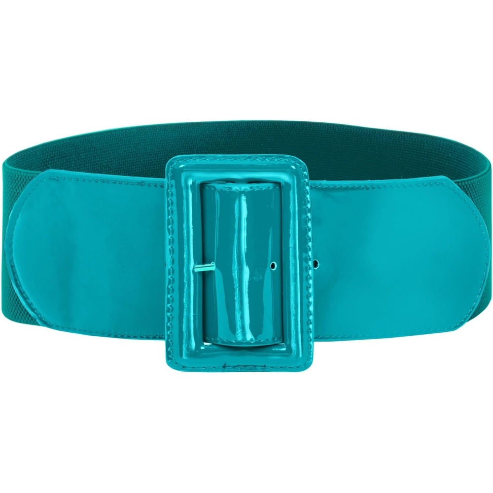 image:imageGRACE KARIN Womens Stretchy Belt 3 Inch Wide Elastic Belts Stretch Waist Belt for Dress Cute Belts for Women Dresses Wide Elastic Adjustable Vintage for Casual Party for CosplayTeal
