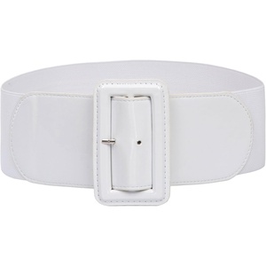 GRACE KARIN Women’s Stretchy Belt 3 Inch Wide Elastic Belts | Stretch Waist Belt for Dress, Cute Belts for Women Dresses, Wide Elastic, Adjustable, Vintage, for Casual, Party, for Cosplay(White)