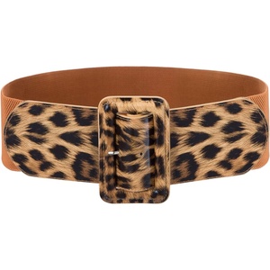 GRACE KARIN Women’s Stretchy Belt 3 Inch Wide Elastic Belts | Stretch Waist Belt for Dress, Cute Belts for Women Dresses, Wide Elastic, Adjustable, Vintage, for Casual, Party, for Cosplay(Leopard)