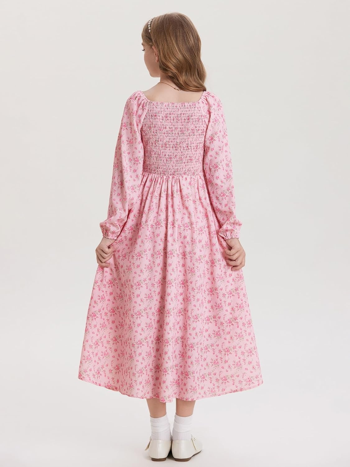 image:imageGRACE KARIN Girls Fall Dresses Long Sleeve Maxi Floral Winter Dress 714Y Kids Square Neck Ruffle Hem Casual Holiday Party Outfit ALine Twirl Swing Long Dress for Birthday Photoshoot Wedding ChurchPink Ditsy Floral