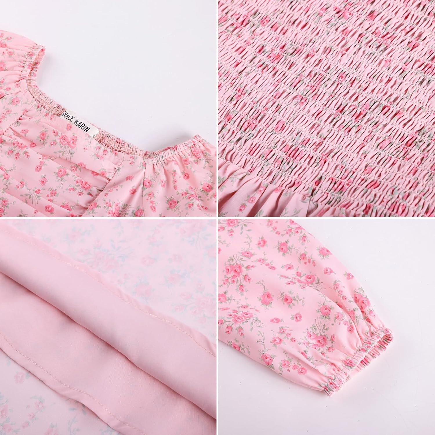 image:imageGRACE KARIN Girls Fall Dresses Long Sleeve Maxi Floral Winter Dress 714Y Kids Square Neck Ruffle Hem Casual Holiday Party Outfit ALine Twirl Swing Long Dress for Birthday Photoshoot Wedding ChurchPink Ditsy Floral