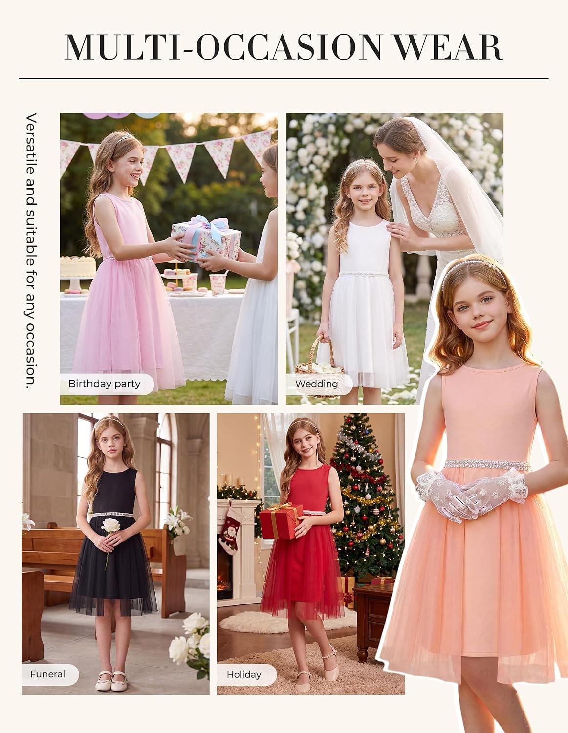 image:imageGRACE KARIN Girls Fancy Party Dress Sleeveless Formal Dance Dresses 614Y Tulle Overlay Beaded Waist Tie Bow Belt KneeLength Bodycon Hidden Back Zipper for Pageant Wedding BirthdayRed