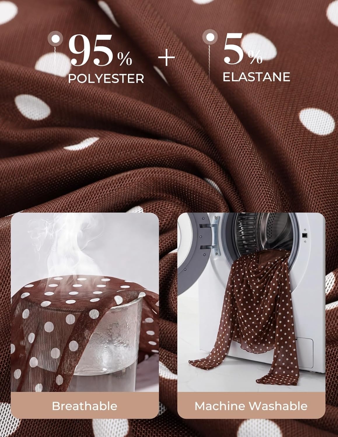 image:imageGRACE KARIN Women Boho Mesh Blouses Dressy Casual Cowl Neck Going Out Tops Bell Long Sleeve Work Shirts Y2K Floral Ruched Outfits 2026 Fall Fashion ClothingBrown Polka Dot