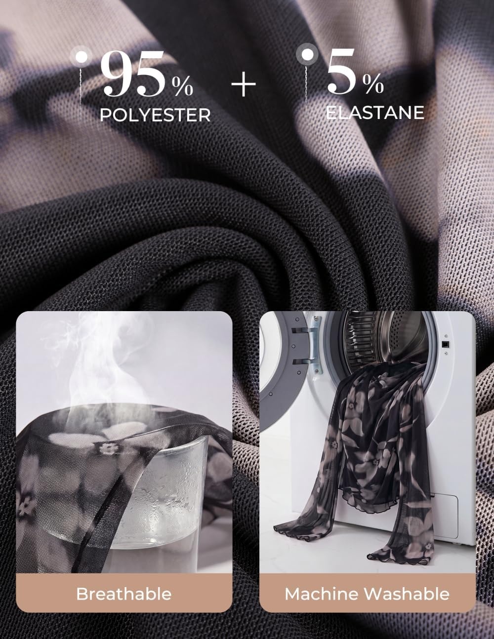 image:imageGRACE KARIN Women Boho Mesh Blouses Dressy Casual Cowl Neck Going Out Tops Bell Long Sleeve Work Shirts Y2K Floral Ruched Outfits 2026 Fall Fashion ClothingBlack Pink