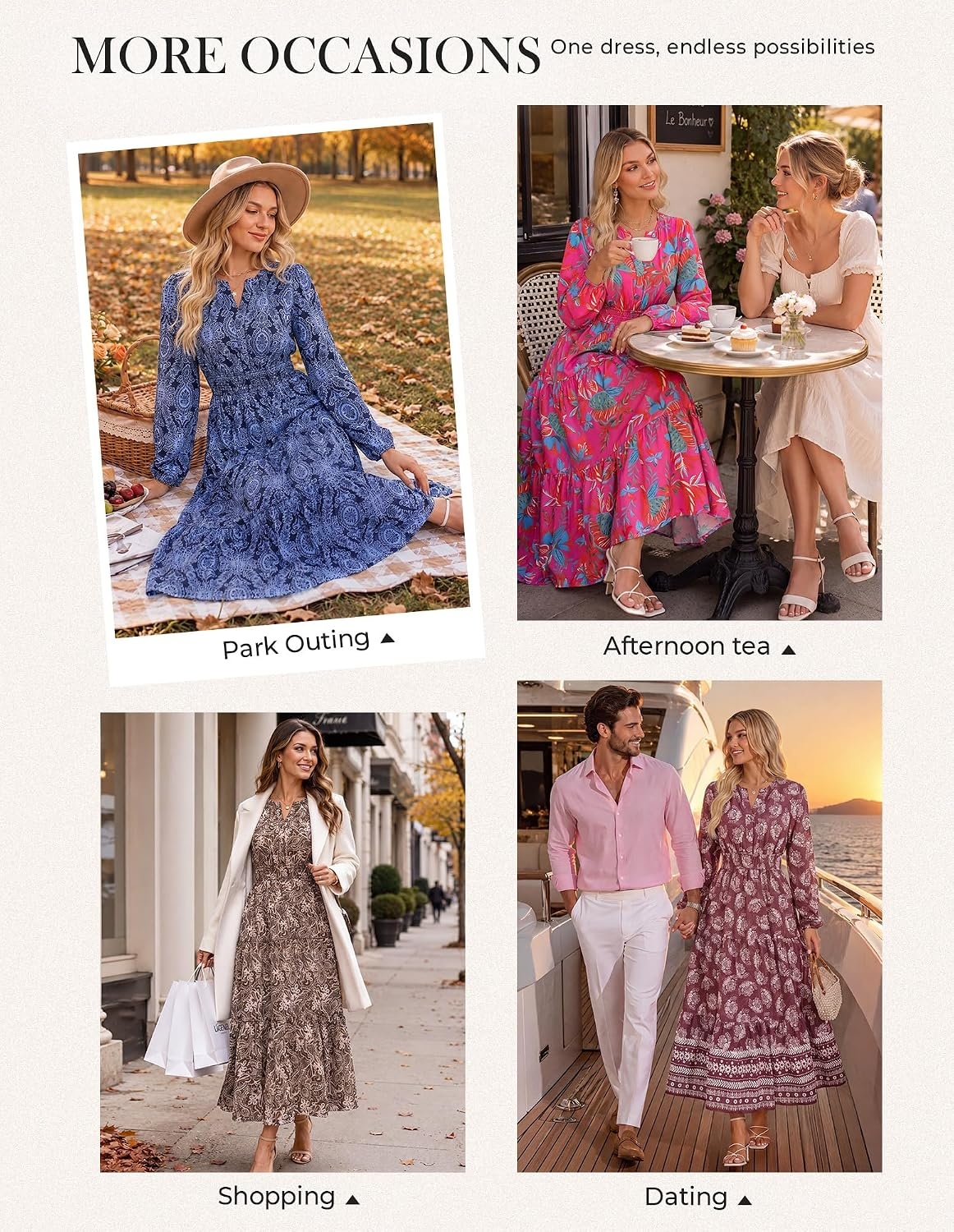 image:imageGRACE KARIN Womens Fall Long Sleeve Maxi Dress 2026 FloralV Neck Boho A Line FlowyPocketsFall Outfits for CasualWedding GuestVacationTravelDateWine Red