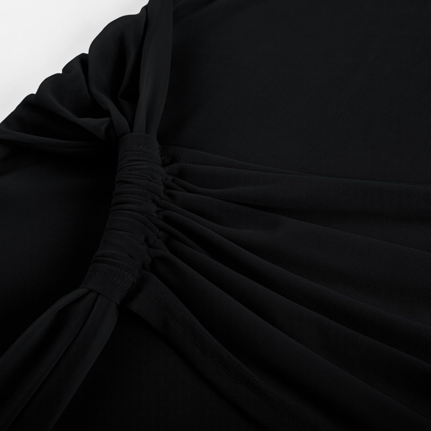 image:imageGRACE KARIN Womens Long Sleeve Bodycon Wedding Guest Dress Cocktail PartyFormalMaxiCrew NeckMeshRuchedBlack