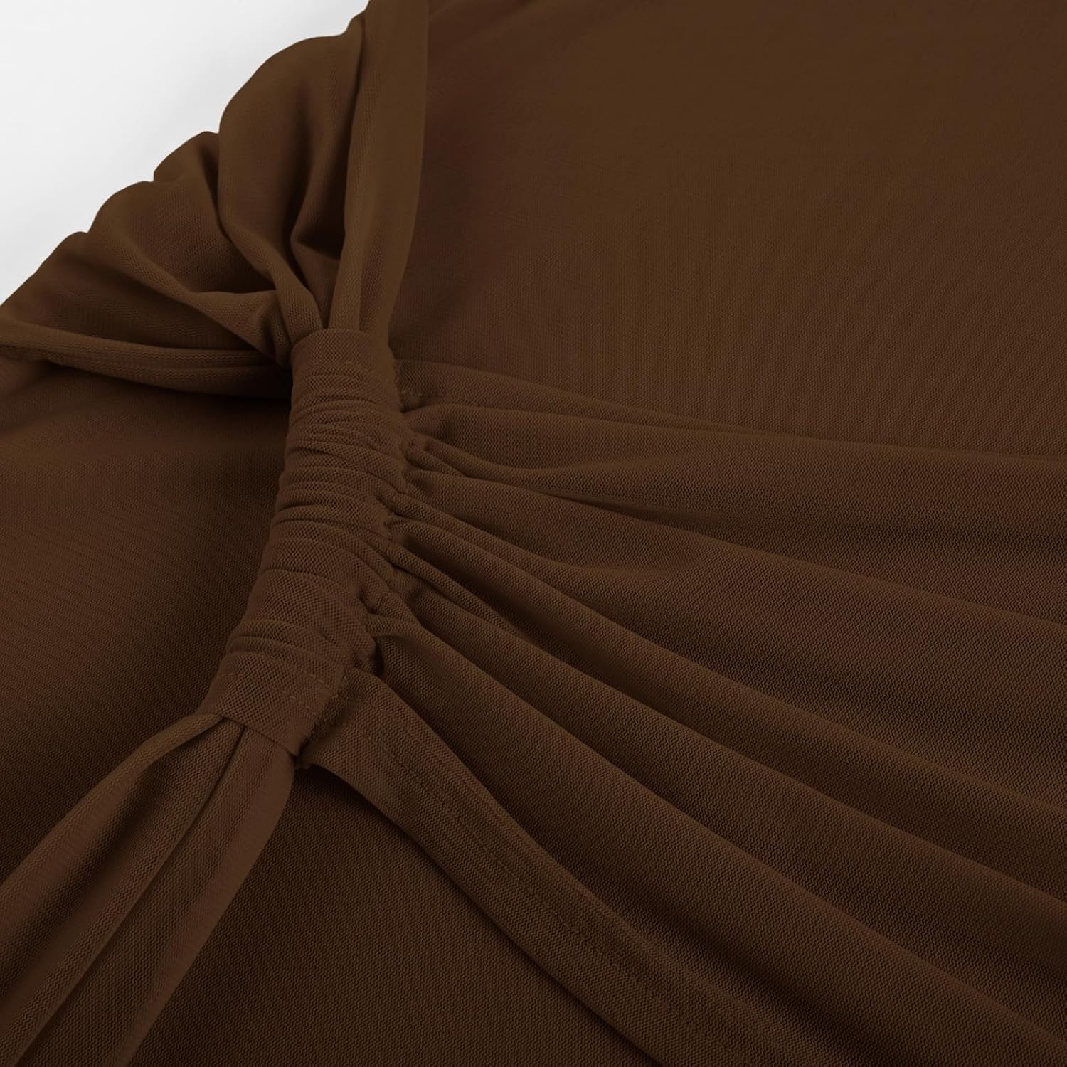 image:imageGRACE KARIN Womens Long Sleeve Bodycon Wedding Guest Dress Cocktail PartyFormalMaxiCrew NeckMeshRuchedCoffee
