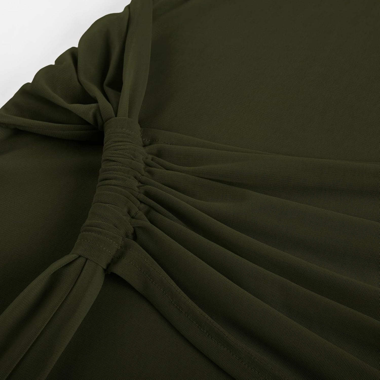 image:imageGRACE KARIN Womens Long Sleeve Bodycon Wedding Guest Dress Cocktail PartyFormalMaxiCrew NeckMeshRuchedDark Green