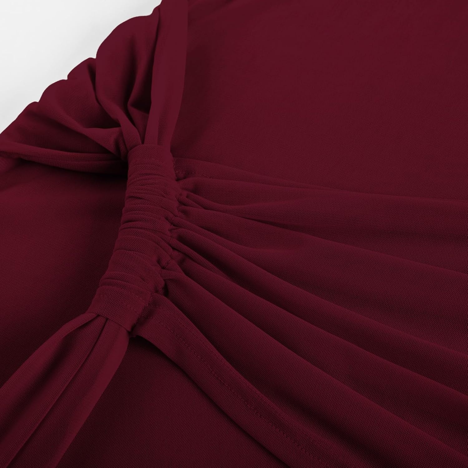 image:imageGRACE KARIN Womens Long Sleeve Bodycon Wedding Guest Dress Cocktail PartyFormalMaxiCrew NeckMeshRuchedWine