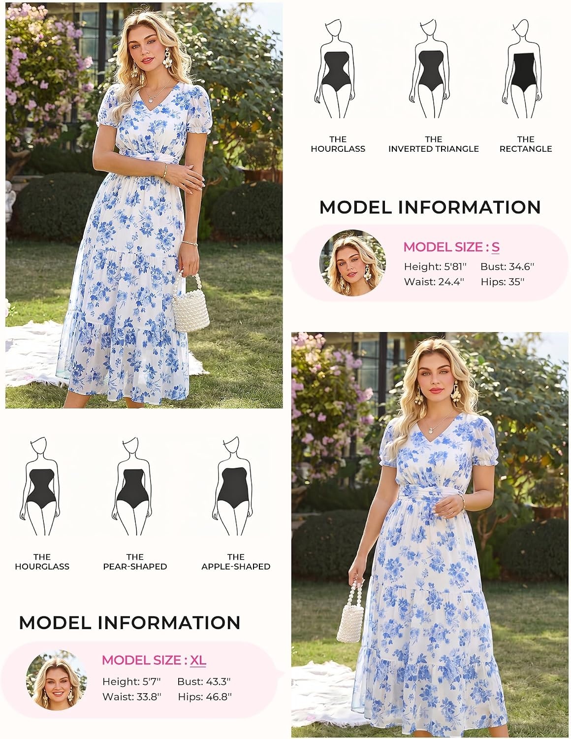 image:imageGRACE KARIN Womens Summer Wedding Guest Maxi Dress 2026 Floral ChiffonSide PocketsShort Sleeve V Neck A Line Elegant Flowy DressesPartySemi FormalBridal ShowerBeachFloral White Blue