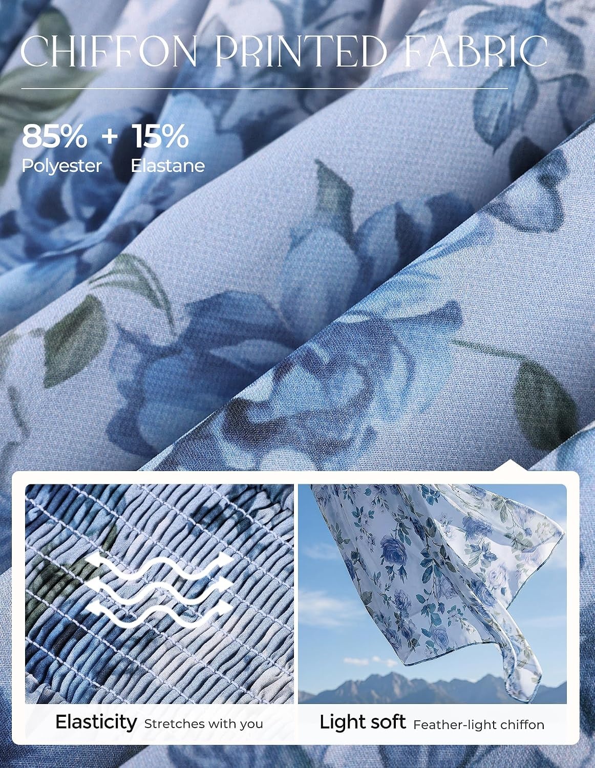 image:imageGRACE KARIN Womens Summer Wedding Guest Maxi Dress 2026 Floral ChiffonSide PocketsShort Sleeve V Neck A Line Elegant Flowy DressesPartySemi FormalBridal ShowerBeachFloral Blue