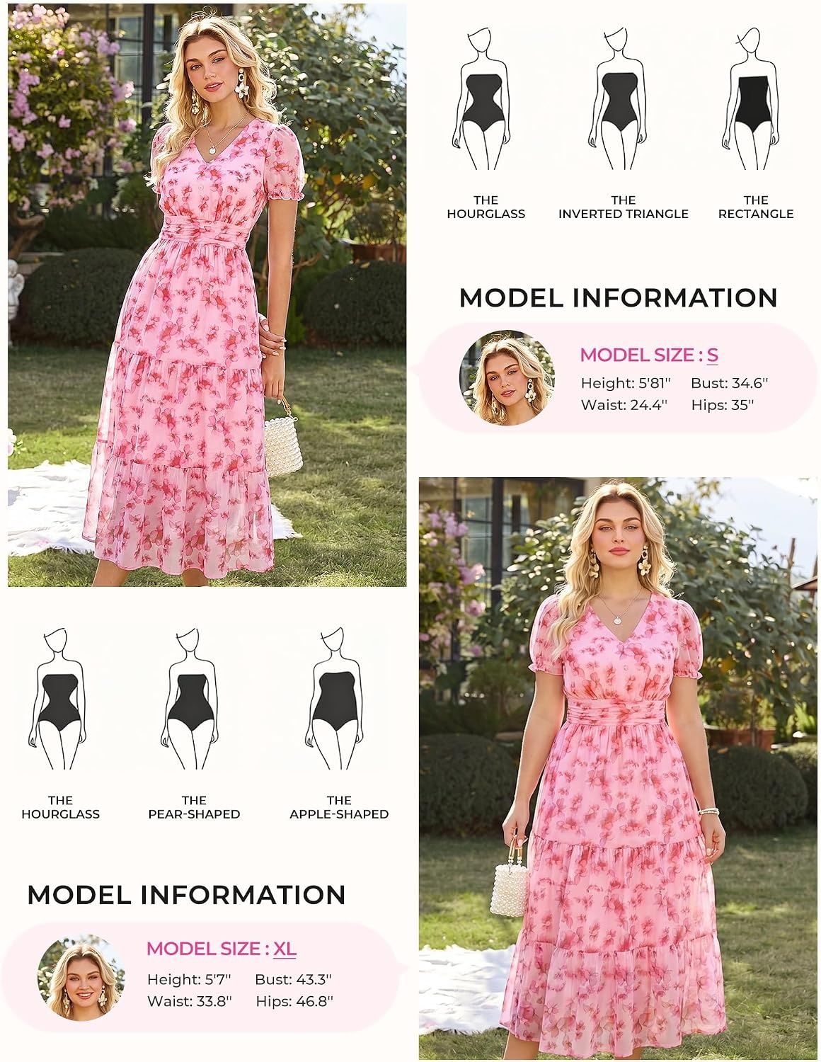 image:imageGRACE KARIN Womens Summer Wedding Guest Maxi Dress 2026 Floral ChiffonSide PocketsShort Sleeve V Neck A Line Elegant Flowy DressesPartySemi FormalBridal ShowerBeachFloral Rose Red