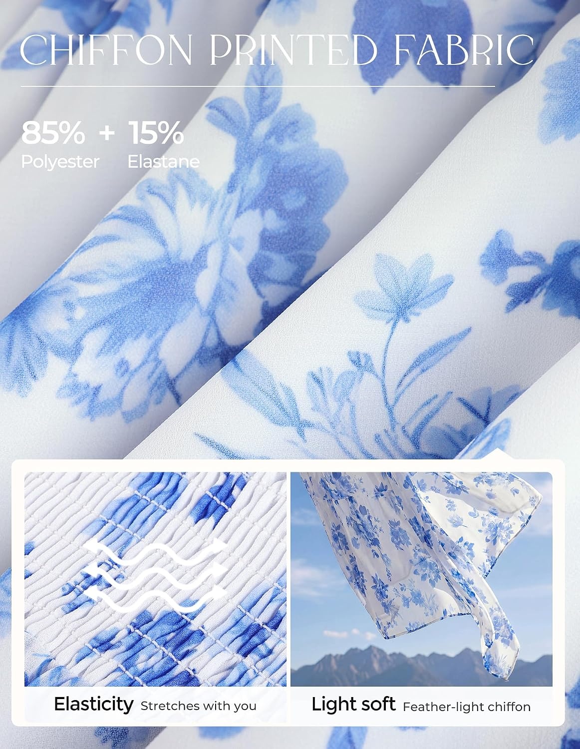 image:imageGRACE KARIN Womens Summer Wedding Guest Maxi Dress 2026 Floral ChiffonSide PocketsShort Sleeve V Neck A Line Elegant Flowy DressesPartySemi FormalBridal ShowerBeachFloral White Blue