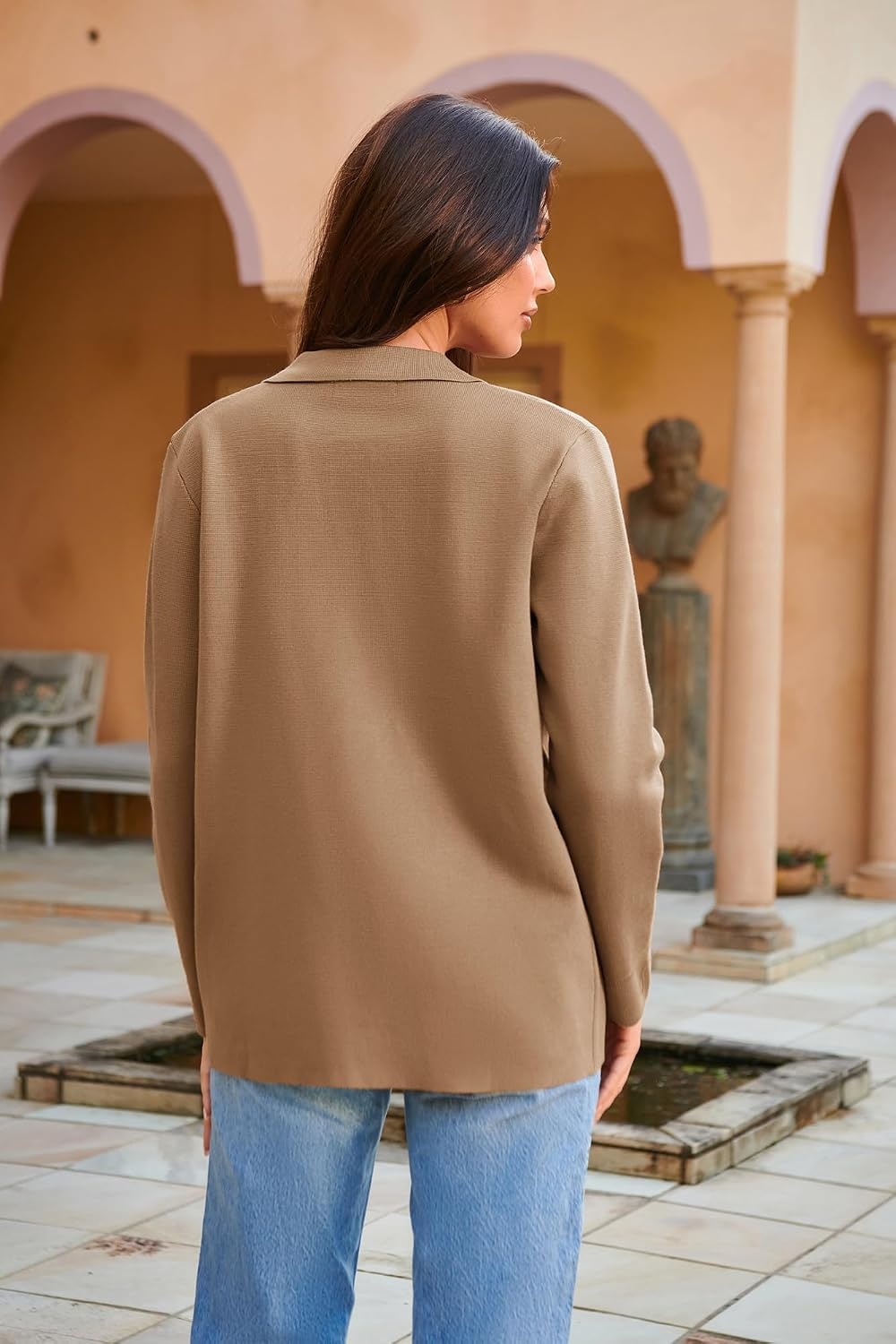 image:imageGRACE KARIN Cardigan Sweaters for Women Casual Knit Tops Button upOpen FrontLong Sleevewith PocketsLapel CollarWarmBusiness CasualKhaki