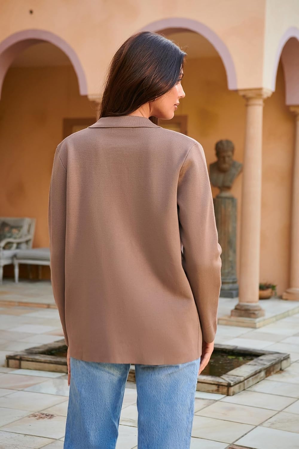 image:imageGRACE KARIN Cardigan Sweaters for Women Casual Knit Tops Button upOpen FrontLong Sleevewith PocketsLapel CollarWarmBusiness CasualReddish Brown