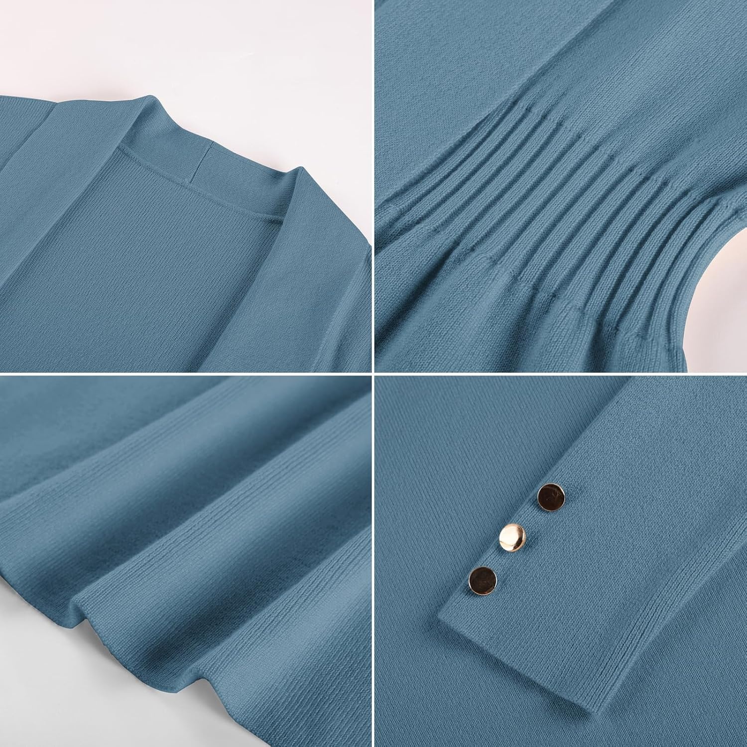 image:imageGRACE KARIN Cardigan for Women Open Front Peplum Tops 2026 Fall Outfits Ribbed Cinched Waist Lightweight Knit Sweaters Teacher Outfits Business Casual Outfits Trendy Work Office WearGrey Blue