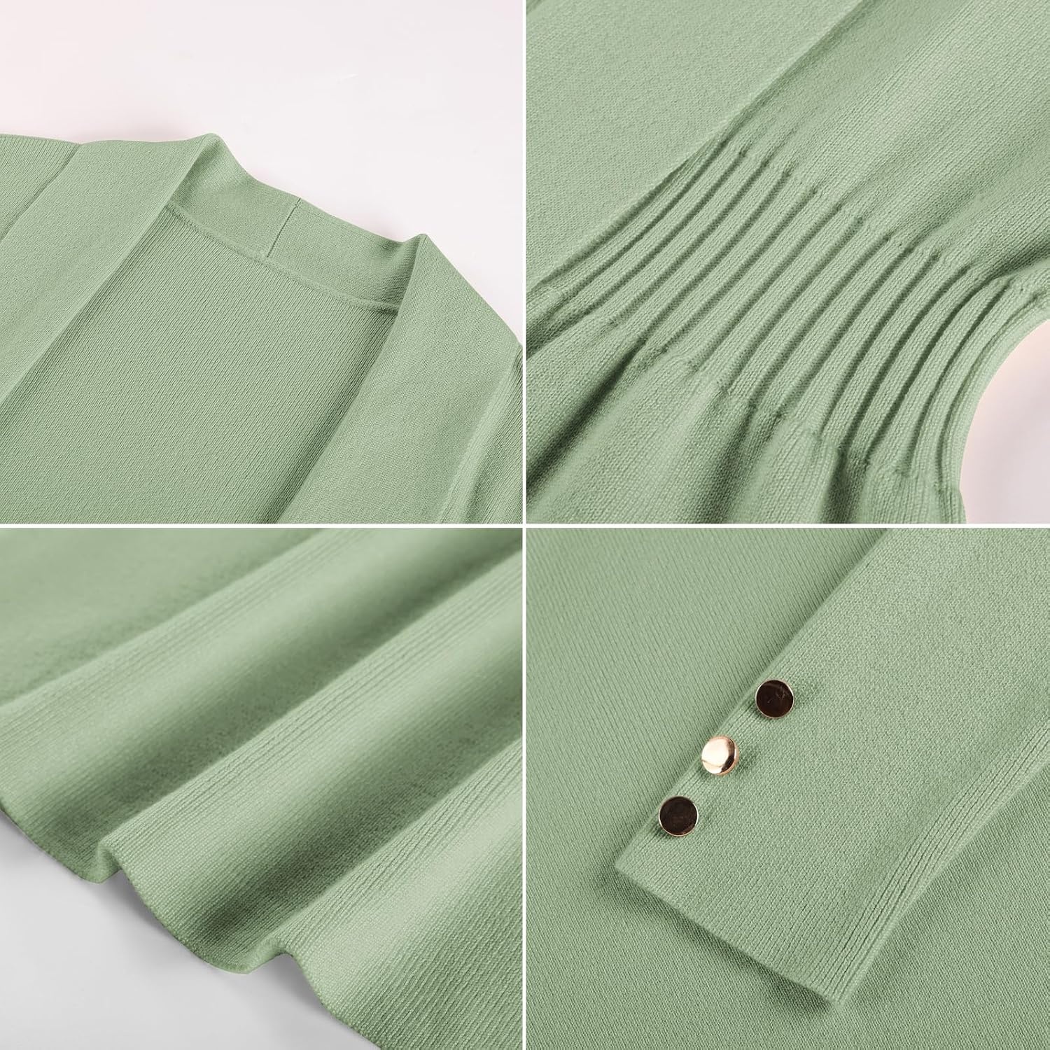 image:imageGRACE KARIN Cardigan for Women Open Front Peplum Tops 2026 Fall Outfits Ribbed Cinched Waist Lightweight Knit Sweaters Teacher Outfits Business Casual Outfits Trendy Work Office WearSage Green