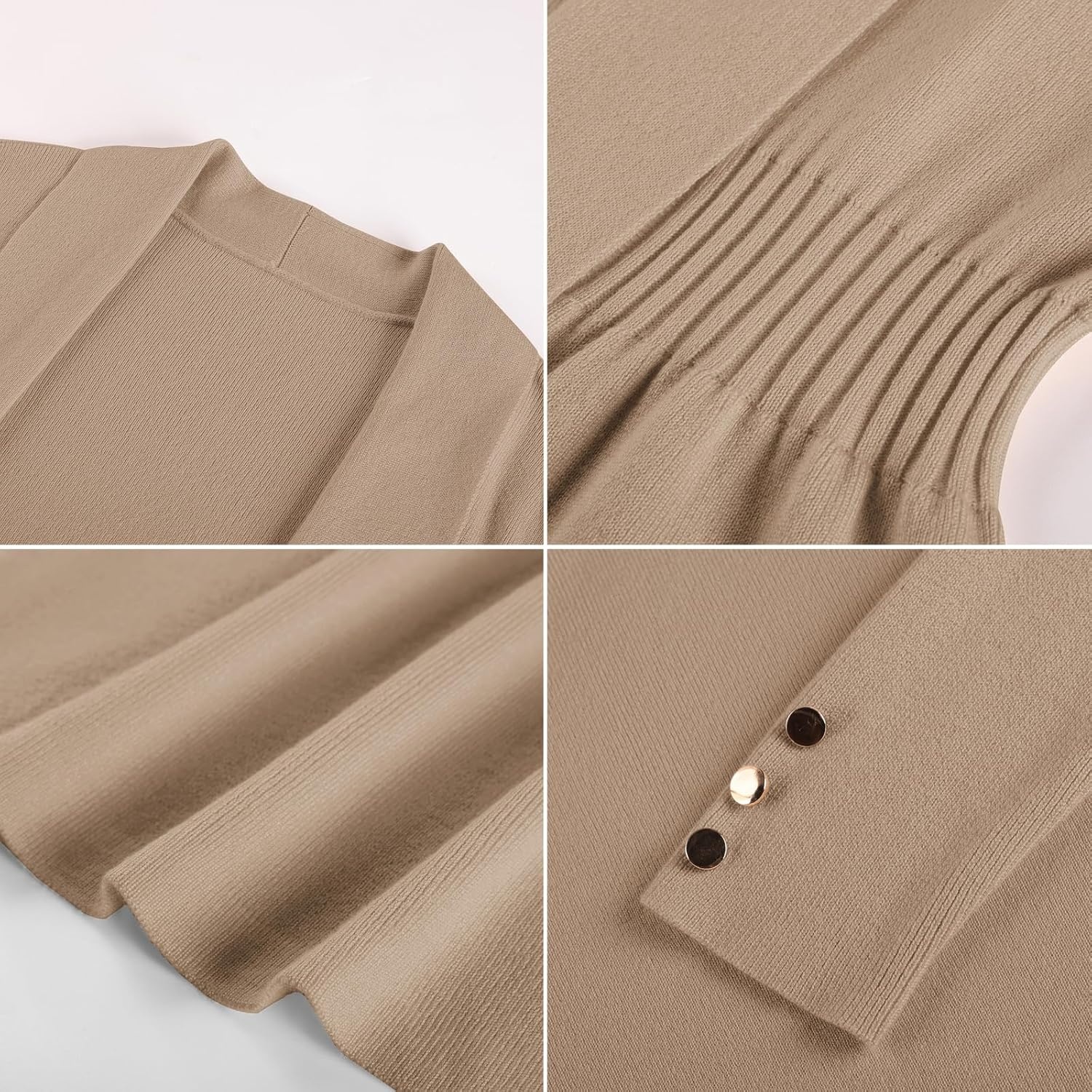 image:imageGRACE KARIN Cardigan for Women Open Front Peplum Tops 2026 Fall Outfits Ribbed Cinched Waist Lightweight Knit Sweaters Teacher Outfits Business Casual Outfits Trendy Work Office WearKhaki