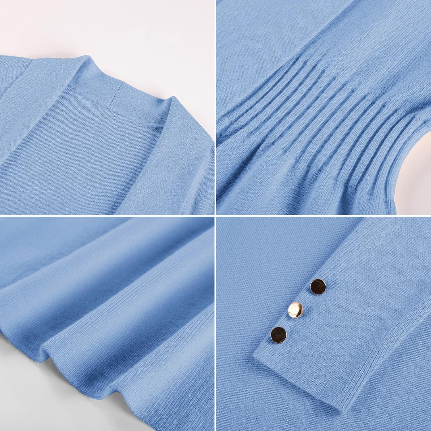 image:imageGRACE KARIN Cardigan for Women Open Front Peplum Tops 2026 Fall Outfits Ribbed Cinched Waist Lightweight Knit Sweaters Teacher Outfits Business Casual Outfits Trendy Work Office WearSky Blue
